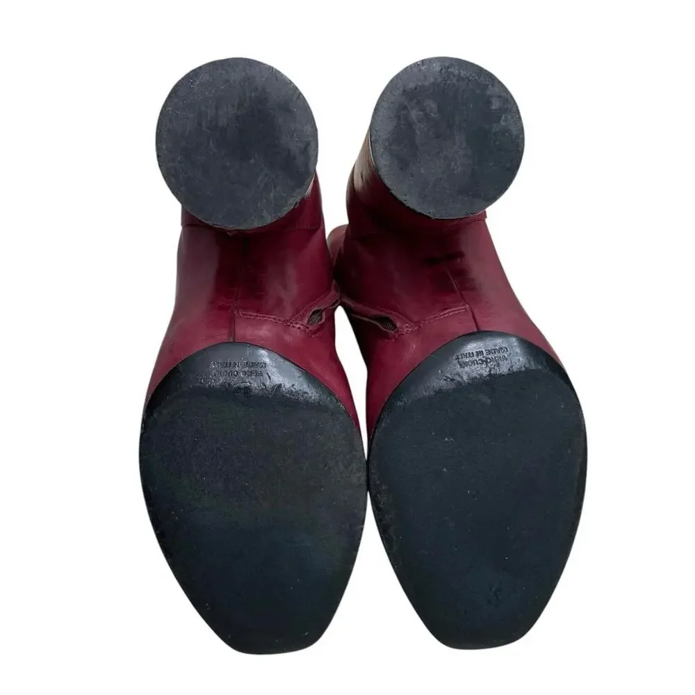 Preowned Maison Martin Margiela burgundy red soft leather ankle boots Size 36.5 - Picture 6 of 8